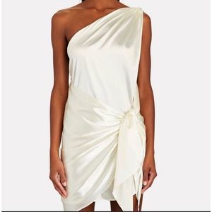 BAOBAB MAREA SATIN ONE-SHOULDER MINI DRESS IN IVORY